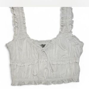 Zara NWT White Ruffled Crop Top